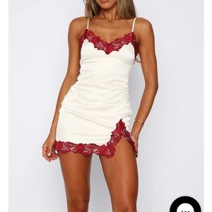 WF Mini Satin Lace Trim Dress
